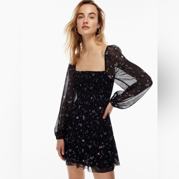 Aritzia Dresses & Skirts - Aritzia Tempest Mini Dress in Black/Blue Floral Print